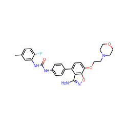 Cc1ccc(F)c(NC(=O)Nc2ccc(-c3ccc(OCCN4CCOCC4)c4onc(N)c34)cc2)c1 ZINC000014975438