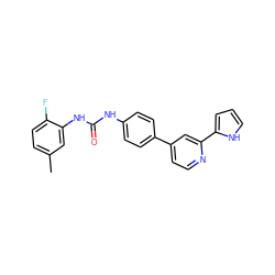 Cc1ccc(F)c(NC(=O)Nc2ccc(-c3ccnc(-c4ccc[nH]4)c3)cc2)c1 ZINC000116238291