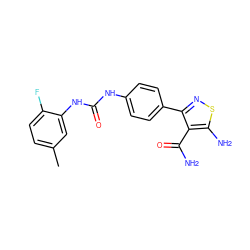 Cc1ccc(F)c(NC(=O)Nc2ccc(-c3nsc(N)c3C(N)=O)cc2)c1 ZINC000145700790