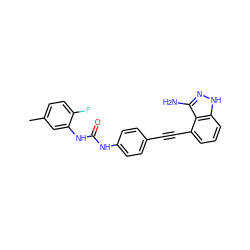 Cc1ccc(F)c(NC(=O)Nc2ccc(C#Cc3cccc4[nH]nc(N)c34)cc2)c1 ZINC001772641290