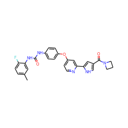 Cc1ccc(F)c(NC(=O)Nc2ccc(Oc3ccnc(-c4cc(C(=O)N5CCC5)c[nH]4)c3)cc2)c1 ZINC000116236436