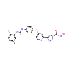 Cc1ccc(F)c(NC(=O)Nc2ccc(Oc3ccnc(-c4cc(C(=O)NO)c[nH]4)c3)cc2)c1 ZINC000168907120