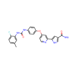 Cc1ccc(F)c(NC(=O)Nc2ccc(Oc3ccnc(-c4cc(C(N)=O)c[nH]4)c3)cc2)c1 ZINC000116238201