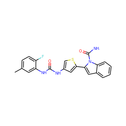 Cc1ccc(F)c(NC(=O)Nc2csc(-c3cc4ccccc4n3C([NH])=O)c2)c1 ZINC001772629619