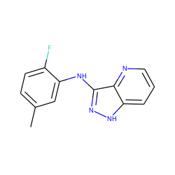 Cc1ccc(F)c(Nc2n[nH]c3cccnc23)c1 ZINC000146671207