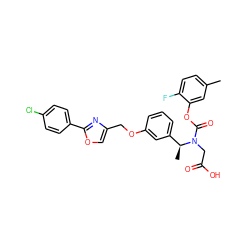 Cc1ccc(F)c(OC(=O)N(CC(=O)O)[C@@H](C)c2cccc(OCc3coc(-c4ccc(Cl)cc4)n3)c2)c1 ZINC000049777805