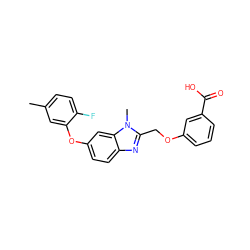 Cc1ccc(F)c(Oc2ccc3nc(COc4cccc(C(=O)O)c4)n(C)c3c2)c1 ZINC000204537795