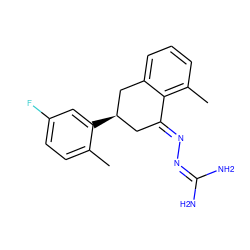 Cc1ccc(F)cc1[C@@H]1C/C(=N\N=C(N)N)c2c(C)cccc2C1 ZINC000148012672