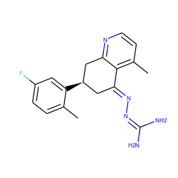 Cc1ccc(F)cc1[C@@H]1C/C(=N\N=C(N)N)c2c(C)ccnc2C1 ZINC000026818963