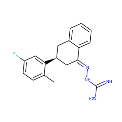 Cc1ccc(F)cc1[C@@H]1C/C(=N\NC(=N)N)c2ccccc2C1 ZINC001772610421