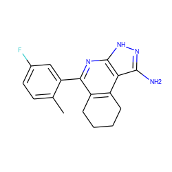 Cc1ccc(F)cc1-c1nc2[nH]nc(N)c2c2c1CCCC2 ZINC000082153657