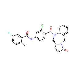 Cc1ccc(F)cc1C(=O)Nc1ccc(C(=O)N2C[C@@H]3C=CC(=O)N3Cc3ccccc32)c(Cl)c1 ZINC000028824048