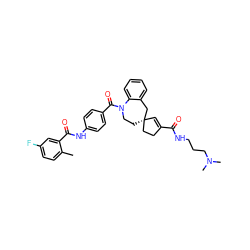 Cc1ccc(F)cc1C(=O)Nc1ccc(C(=O)N2CC[C@@]3(C=C(C(=O)NCCCN(C)C)CC3)Cc3ccccc32)cc1 ZINC000026844939