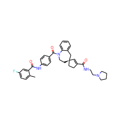 Cc1ccc(F)cc1C(=O)Nc1ccc(C(=O)N2CC[C@]3(C=C(C(=O)NCCN4CCCC4)CC3)Cc3ccccc32)cc1 ZINC000026840625