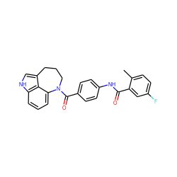 Cc1ccc(F)cc1C(=O)Nc1ccc(C(=O)N2CCCc3c[nH]c4cccc2c34)cc1 ZINC000013487941