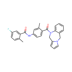 Cc1ccc(F)cc1C(=O)Nc1ccc(C(=O)N2Cc3cccn3Cc3ccccc32)c(C)c1 ZINC000013780022