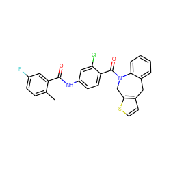 Cc1ccc(F)cc1C(=O)Nc1ccc(C(=O)N2Cc3sccc3Cc3ccccc32)c(Cl)c1 ZINC000002007085