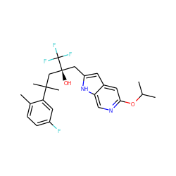 Cc1ccc(F)cc1C(C)(C)C[C@@](O)(Cc1cc2cc(OC(C)C)ncc2[nH]1)C(F)(F)F ZINC000038360287