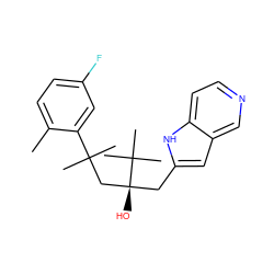 Cc1ccc(F)cc1C(C)(C)C[C@@](O)(Cc1cc2cnccc2[nH]1)C(C)(C)C ZINC000113502257