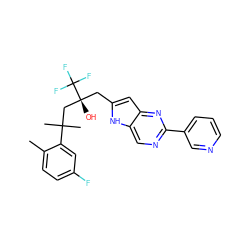 Cc1ccc(F)cc1C(C)(C)C[C@@](O)(Cc1cc2nc(-c3cccnc3)ncc2[nH]1)C(F)(F)F ZINC000103250747