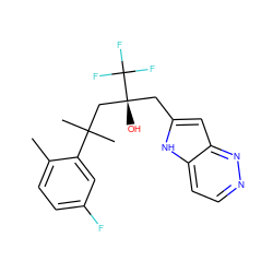 Cc1ccc(F)cc1C(C)(C)C[C@@](O)(Cc1cc2nnccc2[nH]1)C(F)(F)F ZINC000103250793