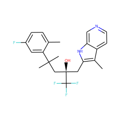 Cc1ccc(F)cc1C(C)(C)C[C@](O)(Cc1[nH]c2cnccc2c1C)C(F)(F)F ZINC000113501858