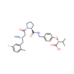 Cc1ccc(F)cc1C[C@H](N)CC(=O)N1CCC[C@H]1C(=O)NCc1ccc(O[C@@H](C(=O)O)C(C)C)cc1 ZINC000028384668