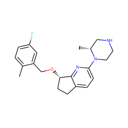 Cc1ccc(F)cc1CO[C@H]1CCc2ccc(N3CCNC[C@H]3C)nc21 ZINC000036520305