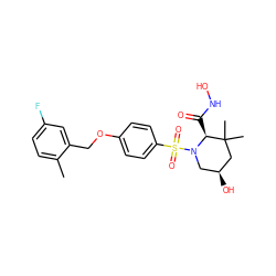 Cc1ccc(F)cc1COc1ccc(S(=O)(=O)N2C[C@H](O)CC(C)(C)[C@@H]2C(=O)NO)cc1 ZINC000028471897