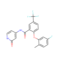 Cc1ccc(F)cc1Oc1ccc(C(F)(F)F)cc1C(=O)Nc1cc[nH]c(=O)c1 ZINC000143158880