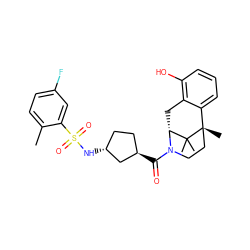 Cc1ccc(F)cc1S(=O)(=O)N[C@@H]1CC[C@@H](C(=O)N2CC[C@@]3(C)c4cccc(O)c4C[C@@H]2C3(C)C)C1 ZINC000205481398