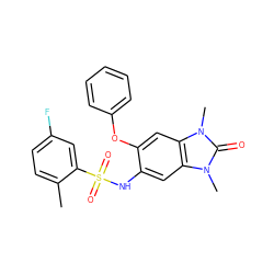 Cc1ccc(F)cc1S(=O)(=O)Nc1cc2c(cc1Oc1ccccc1)n(C)c(=O)n2C ZINC000046009575