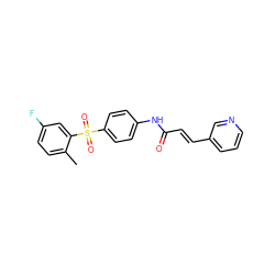 Cc1ccc(F)cc1S(=O)(=O)c1ccc(NC(=O)/C=C/c2cccnc2)cc1 ZINC000142166034