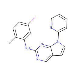 Cc1ccc(I)cc1Nc1ncc2ccn(-c3ccccn3)c2n1 ZINC000036348621