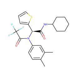 Cc1ccc(N(C(=O)C(F)(F)F)[C@H](C(=O)NC2CCCCC2)c2cccs2)cc1C ZINC000000800055