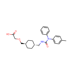 Cc1ccc(N(C(=O)NC[C@H]2CC[C@H](COCC(=O)O)CC2)c2ccccc2)cc1 ZINC001772589208