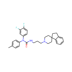 Cc1ccc(N(C(=O)NCCCN2CCC3(CCc4ccccc43)CC2)c2ccc(F)c(F)c2)cc1 ZINC000040953619