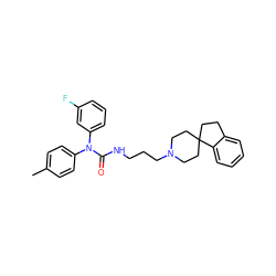 Cc1ccc(N(C(=O)NCCCN2CCC3(CCc4ccccc43)CC2)c2cccc(F)c2)cc1 ZINC000040395166