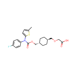 Cc1ccc(N(C(=O)OC[C@H]2CC[C@H](COCC(=O)O)CC2)c2ccc(F)cc2)s1 ZINC001772645028