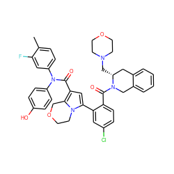 Cc1ccc(N(C(=O)c2cc(-c3cc(Cl)ccc3C(=O)N3Cc4ccccc4C[C@H]3CN3CCOCC3)n3c2COCC3)c2ccc(O)cc2)cc1F ZINC001772650112