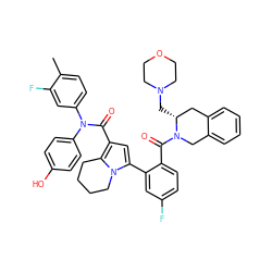 Cc1ccc(N(C(=O)c2cc(-c3cc(F)ccc3C(=O)N3Cc4ccccc4C[C@H]3CN3CCOCC3)n3c2CCCC3)c2ccc(O)cc2)cc1F ZINC001772623284