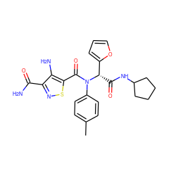 Cc1ccc(N(C(=O)c2snc(C(N)=O)c2N)[C@@H](C(=O)NC2CCCC2)c2ccco2)cc1 ZINC000012703519