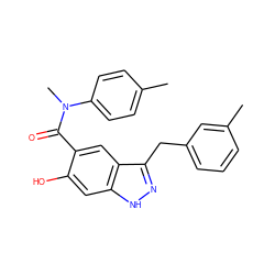 Cc1ccc(N(C)C(=O)c2cc3c(Cc4cccc(C)c4)n[nH]c3cc2O)cc1 ZINC000116962292