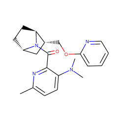 Cc1ccc(N(C)C)c(C(=O)N2[C@H]3CC[C@H]2[C@H](COc2ccccn2)C3)n1 ZINC000226039437