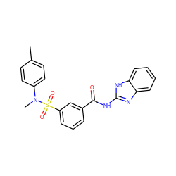 Cc1ccc(N(C)S(=O)(=O)c2cccc(C(=O)Nc3nc4ccccc4[nH]3)c2)cc1 ZINC000006144260