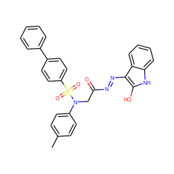 Cc1ccc(N(CC(=O)/N=N/c2c(O)[nH]c3ccccc23)S(=O)(=O)c2ccc(-c3ccccc3)cc2)cc1 ZINC000028563066