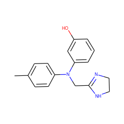 Cc1ccc(N(CC2=NCCN2)c2cccc(O)c2)cc1 ZINC000000020251