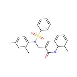 Cc1ccc(N(Cc2cc3cccc(C)c3[nH]c2=O)S(=O)(=O)c2ccccc2)c(C)c1 ZINC000009348471