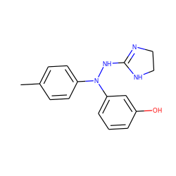 Cc1ccc(N(NC2=NCCN2)c2cccc(O)c2)cc1 ZINC000028526325