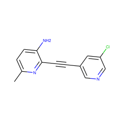 Cc1ccc(N)c(C#Cc2cncc(Cl)c2)n1 ZINC000003821212